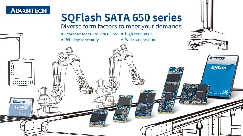 Advantech ra mắt dòng ổ cứng tiêu chuẩn công nghiệp SQFlash SATA 650 Series
